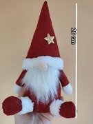 Świąteczny skrzat siedzący, maskotka 26 cm