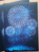 duże tła 24 szt. fajerwerki niebieskie scrapbooking