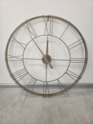 Zegar ścienny złoty metalowy duży rzymskie cyfry