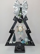 Choinka świąteczna drewniana led prezent bombki aniołek ozdoba dekoracja 