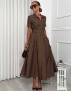 ZARA SUKIENKA R.XS POPELINOWA KOSZULOWA BRĄZ NOWA!