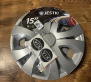 Kołpaki samochodowe 15” JESTIC – komplet 4 sztuki + emblematy KIA 