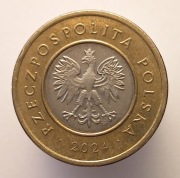 2 ZŁOTE 2024 MONETA [nr 155] DESTRUKT - SŁABO WYBITY ORZEŁ