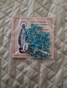 Różaniec z kryształków z MB z Gietrzwałdu.Na łączniku MBG z Płócienkiem + e