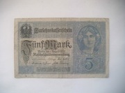 Banknot Niemcy - 5 Marek 1917 r.