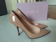 FURLA 36,5 nude beżowe skóra lakier