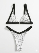 Dwuczęściowy strój kąpielowy Bikini High Cut Cheeky Geometric M