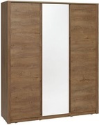 Szafa 3-drzwowa z lustrem plus biurko, kolor dąb.