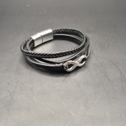 Bransoletka męska ze skóry Nieskończoność czarna