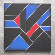 Obraz ręcznie grawerowany\malowany a'la Mondrian Abstrakcja 