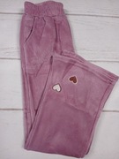 Spodnie dziewczęce welurowe prążkowane różowe serduszka SO&LI miękkie 5/6l