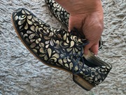 Czarno-złote jazzówki skórzane zapato oxfordki rozmiar 36