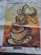 Haft koralikowy kawa