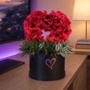 Romantyczne serce z czerwonych kwiatów dekoracja w boxie handmade