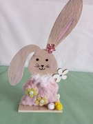 Drewniany królik wysoki 30 cm ,ręcznie zdobiony