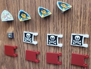 LEGO 12 szt. - Flagi pirackie Tarcze Kompas - UŻYWANE/BDB