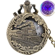 Zegarek kieszonkowy  podświetlany na łańcuszku metalowy