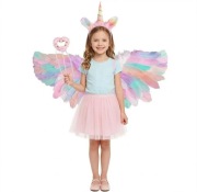 Strój przebranie kostium Jednorożec różowy skrzydła opaska rożczka nowy 