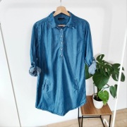 Sukienka jeansowa 40/L 42/XL jeans z kieszeniami koszulowa z kołnierzykiem 