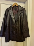 Kurtka skórzana brązowo burgundowa naturalna Zara S z marynarka 