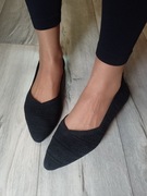 (42) Czarne, dzianinowe baleriny wieczorowe, NOWE 