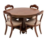 mahoniowy  zestaw ; stół z czterema krzesełami XIX/XX wiek