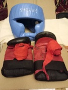 Kask bokserski shogun, bandaże, piąstkówki Espada