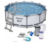 BASEN STELAŻOWY OGRODOWY OKRĄGŁY 366x100cm BESTWAY ZESTAW 10w1