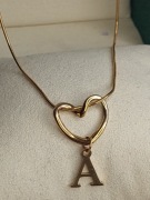 Nowy Naszyjnik Stal Chirurgiczna literka A i serce