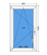 Okno 860x1450 PCV - 1 stronny antracyt