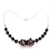 Wieczorowy, czarny naszyjnik VINTAGE srebro 925 z kryształkami Swarovskiego