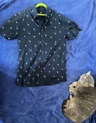 Koszula letnia H&M 170 S niebieska hawajska w Palmy bawełna chłopięca