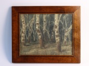 Akwarela G.Koppisch - lasek brzozowy - rok 1908 - sygnowany 