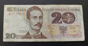 Stary banknot Polska 20 zł 1982 rok PRL seria W 