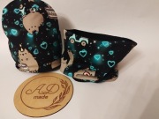 Komplet zestaw czapka komin Kot Pushe urodziny bawełniany  