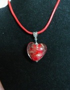 Szkło weneckie - czerwone serce, piękny wisiorek