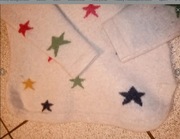 Marie Lund - Damski sweter z wełny merino, beżowy gwiazdki