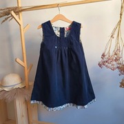 Sukienka sztruksowa na szelkach granatowa 122 elegancka 5.10.15 bawełniana 