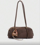 Brązowa torebka zawieszki breloki 31cm ekozamsz jesień viral bagietka