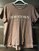 Amisu t-shirt brązowy bluzka z napisem M