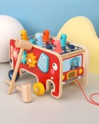 Drewniana kostka edukacyjna wbijak zabawka zręcznościowa montessori 