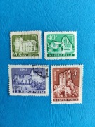 Magyar Posta l. 60, castles, zamki, 4 węgierskie znaczki, Węgry, vintage