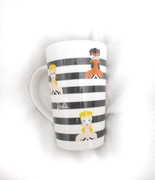 Barbie kubek porcelanowy, retro Barbie kubek z porcelany w paski