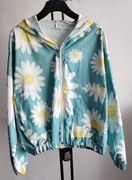 Nowa kurtka z kapturem miętowa kwiaty Made in Italy