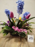 Stroik wiosenny, rękodzieło, florystyka, na grób 