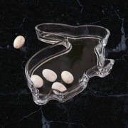 Talerz taca półmisek w kształcie zająca królika 23x18cm szkło transparentne