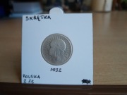 2 zł Głowa kobiety, skrętka 1932 rok ( destrukt)