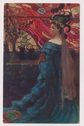 K. Stabrowski ok.1910r Kobieta Witraż Secesja 653r