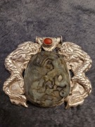 Wisior Ochorony Chiny/Tybet Srebro Jadeit XIX wiek smok