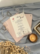 Minimalistyczne Jednokartkowe Zaproszenie Ślubne z różową kopertą Kopertą